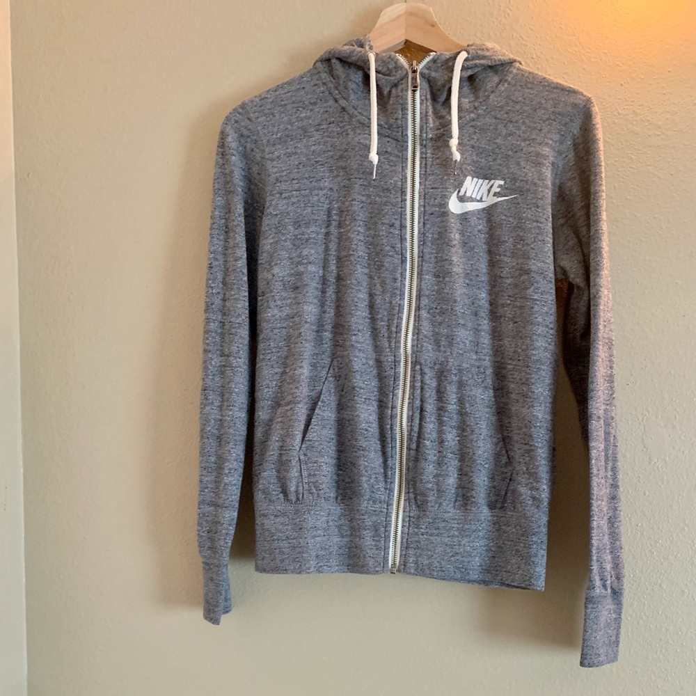 Light Gray Nike zip up hoodie
